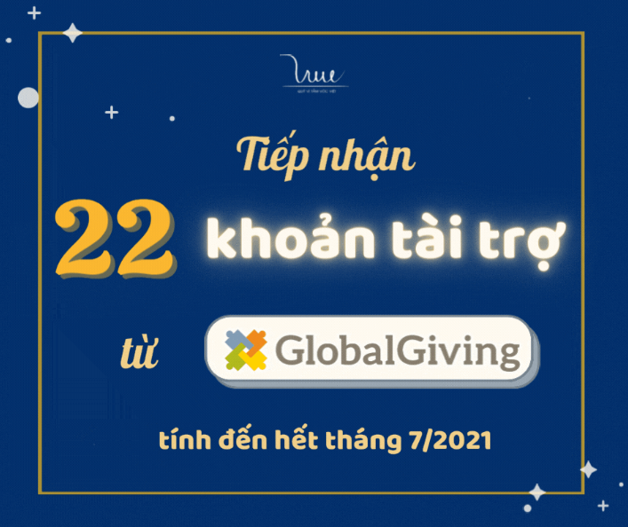 Tiếp nhận 22 khoản tài trợ từ Global Giving tính đến hết tháng 7/2021